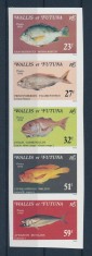 1980 - WALLIS ET FUTUNA - FISH - STRIP IMPERFORATED -MICHEL 376-380