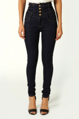 Pantaloni blugi dama talie inalta Boohoo Indigo Bella Highwaisted Skinny Jeans Slim fit foto