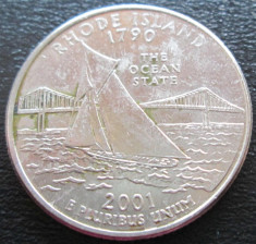 (85) SUA USA QUARTER DOLLAR 2001 RHODE ISLAND MONETARIA PHILADELPHIA LITERA &amp;quot;P&amp;quot; foto