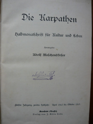 Die Karpathen ( Carpatii ) - 12 numere, aprilie - septembrie 1912 foto