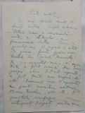Scrisoare olografa Emil Botta, 1968, poet si actor al Teatrului National