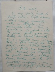 Scrisoare olografa Emil Botta, 1968, poet si actor al Teatrului National