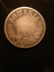 Moneda 1 Leu 1873 Carol I argint ,cal.uzata Romania foto
