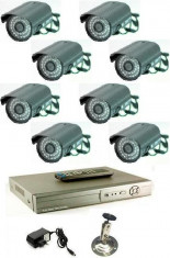 Sistem supraveghere 8 camere 700tvl cu 48 led de exterior cu DVR 8 canale LAN foto