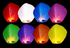 Lampion, Lampioane zburatoare. Pachet 30 lampioane zburatoare colorate + 2 lampioane inima rosie CADOU. foto