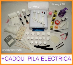 MEGA KIT UNGHII GERMANIA C7 +**CADOU- FREZA PILA ELECTRICA**+ 125ml gel uv - 15 geluri - 8 color + lampa uv 36w + mega accesorii foto