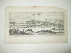 Gravura Oradea Waradin Orasul fortificatiile Jacobus Peeters Anvers 1688 foto