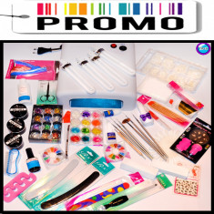 Kit MEGA unghii false ----LIVRARE GRATUITA----- gel uv MADE IN USA---500 tipsuri,gel uv,primer, 6 pensule, 6 caviar,sclipici/Set special manichiura foto