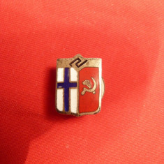Insigna anii '50-Intalnire Bilaterala URSS- Suedia ,metal argintat