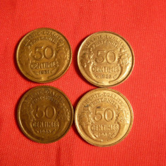 Set Monede 50 Centi 1931 ,1932 1938 ,1939 Franta,bronz ,cal.F.Buna