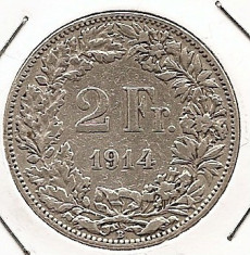 Elvetia 2 Franci 1914 Argint KM-21 foto
