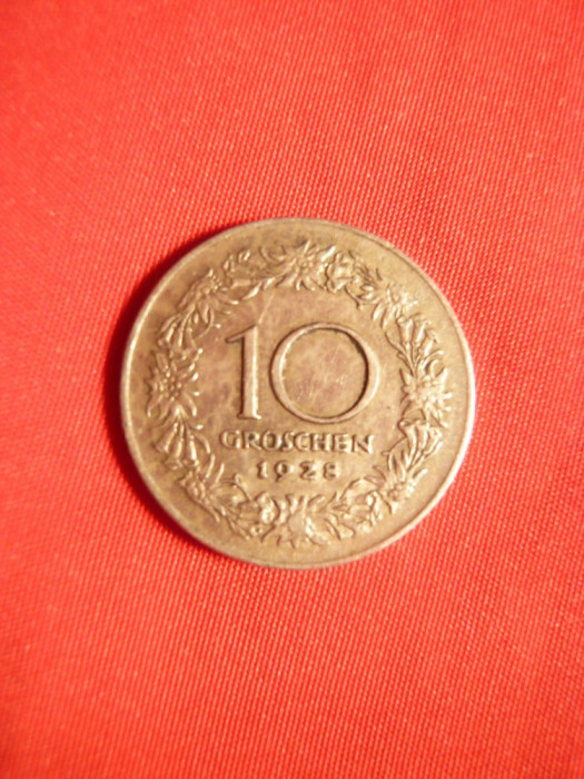 Moneda 10 Grosi 1928 Austria metal alb , cal.FF.Buna
