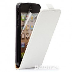 flip cover piele alb nou iphone 5/5s foto