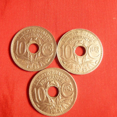 Monede 10 Cent 1931 ,1935 ,1938 Franta cal.apr.NC ,luciu batere