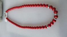 Colier din perle rosii de sticla Preciosa-Cehia foto