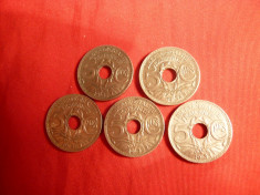 Monede 5 Cent 1932 ,1933 ,1934 ,1935 ,1936 Franta cal.apr.NC ,luciu batere foto
