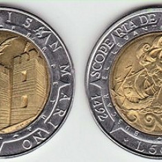 !!! SAN MARINO - 500 LIRE 1992 - KM 286 - UNC /// DESCOPERIREA AMERICII