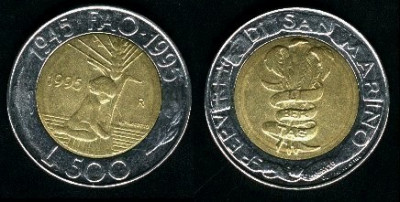 !!! SAN MARINO - 500 LIRE 1995 - KM 330 - UNC /// F.A.O. foto