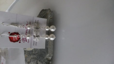 Cercei handmade cu perle Swarovski si accesorii argintate foto
