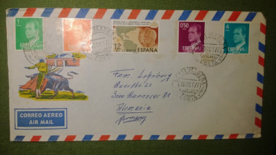 Plic circulat - 5 timbre Spania - Malaga - Benalmadena 1977 foto