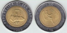 !!! SAN MARINO - 500 LIRE 1986 - KM 195 - AUNC+ /// OMUL SI MASINA foto