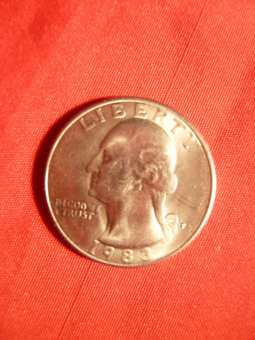 Moneda 25 Cent 1983 litera P , SUA ,metal alb ,cal.apr.NC