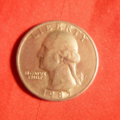 Moneda 25 Cent 1985 litera P , SUA ,metal alb ,cal.F.F.Buna