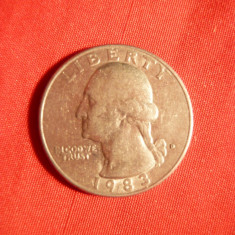 Moneda 25 Cent 1983 litera D , SUA ,metal alb ,cal.NC