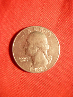 Moneda 25 Cent 1983 litera D , SUA ,metal alb ,cal.NC foto