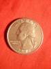 Moneda 25 Cent 1993 litera P , SUA ,metal alb ,cal.NC, America de Nord