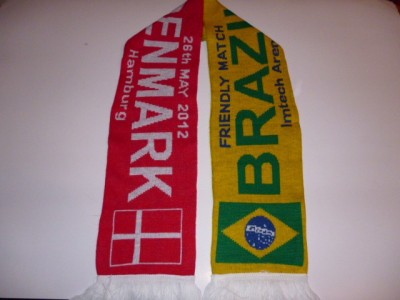 Fular fotbal DANEMARCA - BRAZILIA (meci amical-2012) foto