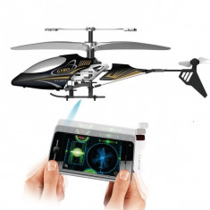 Elicopter cu comanda Smartphone - Sky Wizard, 3 canale, GYRO - iPhone, iPodTouch, iPad, Android 4.1.1 - negru+gri, maneta suplimentara foto