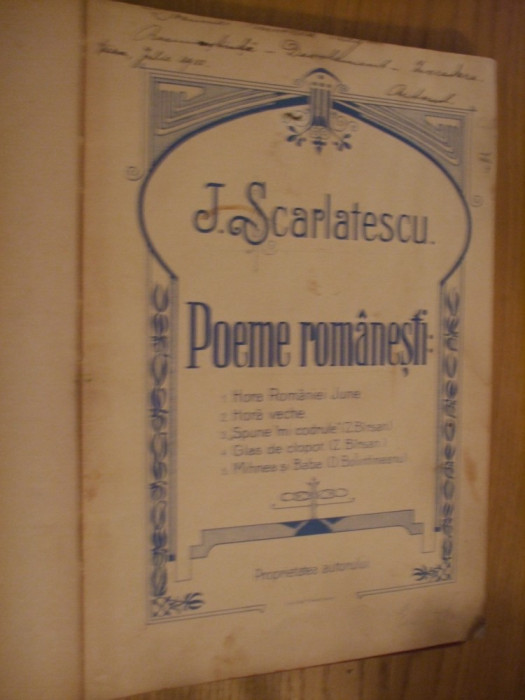 JOHANNES SCARLATESCU - Poeme Romanesti Au Rouet Der Totenkranz - 1909, dedicate