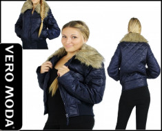 Geaca Dama Tip Bershka Zara / Vero Moda JEANS Womens Lolly Navy Quilted Jacket originala 100% import UK foto