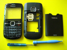 Carcasa Nokia C3 Neagra ( Black ) ORIGINALA COMPLETA foto