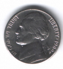 SUA 5 cents (nickel) 1986 foto