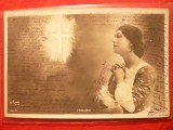 Ilustrata Cavalieri circ.Spic de Grau 5 Bani verde ,stamp.violeta Tunari- F.Rara!