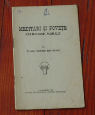 Meditari si povete / religioase morale - preot Sinesiu Bistrianu - 1929 / 32 pag foto