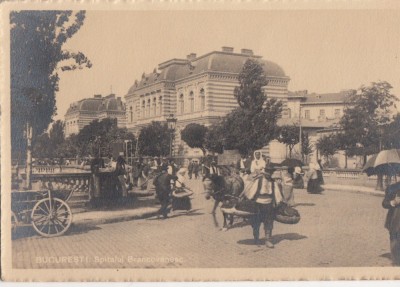 B76136 Bucuresti Spitalul brancovenesc Stampila RARA GARA FRUNZEASCA GALATI 1911 foto