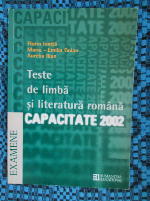 TESTE DE LIMBA SI LITERATURA ROMANA CAPACITATE 2002 - IONITA, GOIAN, ILIAN foto