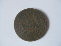 RAR! 1 CENTAVO 1853 CHILE foto