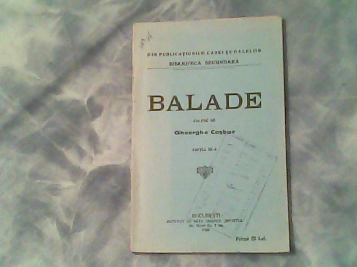 Balade culese de Gheorghe Cosbuc (1926)