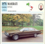 70 Foto Automobilism - MASERATI ROYALE - ITALIA -1976 -pe verso date tehnice in franceza -dim.138X138 mm -starea ce se vede