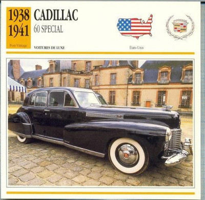 31 Foto Automobilism - CADILLAC 60 SPECIAL - SUA -1938-1941 -pe verso date tehnice in franceza -dim. 138X138 mm -starea ce se vede foto