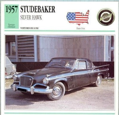 48 Foto Automobilism -STUDEBAKER SILVER HAWK - SUA -1957 -pe verso date tehnice in franceza -dim.138X138 mm -starea ce se vede foto