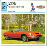 02 Foto Automobilism - JAGUAR, Type E Serie 3 ROADSTER -Marea Britanie -1971-1975-pe verso date tehnice in franceza -dim. 138X138 mm -starea se vede