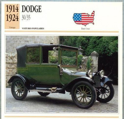 94 Foto Automobilism - DODGE 30/35 - SUA - 1914-1924 -pe verso date tehnice in franceza -dim.138X138 mm -starea ce se vede foto