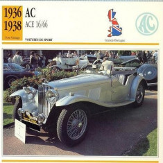 54 Foto Automobilism - AC ACE 16/66 - Marea Britanie -1936-1938 -pe verso date tehnice in franceza -dim.138X138 mm -starea ce se vede