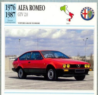 08 Foto Automobilism -ALFA ROMEO, GTV 2.0 -Italia -1976-1987 -pe verso date tehnice in franceza -dim. 138X138 mm -starea ce se vede foto