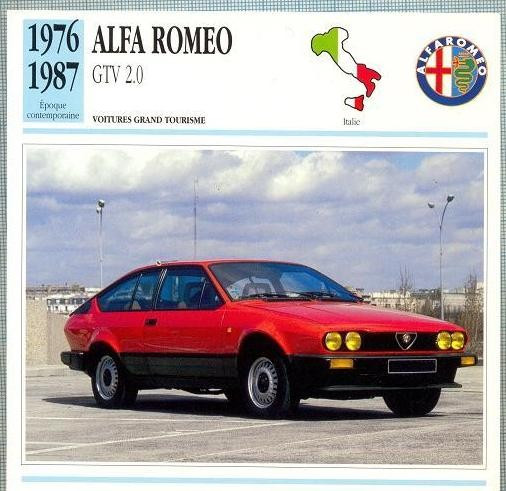08 Foto Automobilism -ALFA ROMEO, GTV 2.0 -Italia -1976-1987 -pe verso date tehnice in franceza -dim. 138X138 mm -starea ce se vede